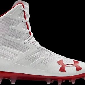 NEW! Under Armour Highlight MC White Red Mens Boys 7.5 Lacrosse Football Cleats
